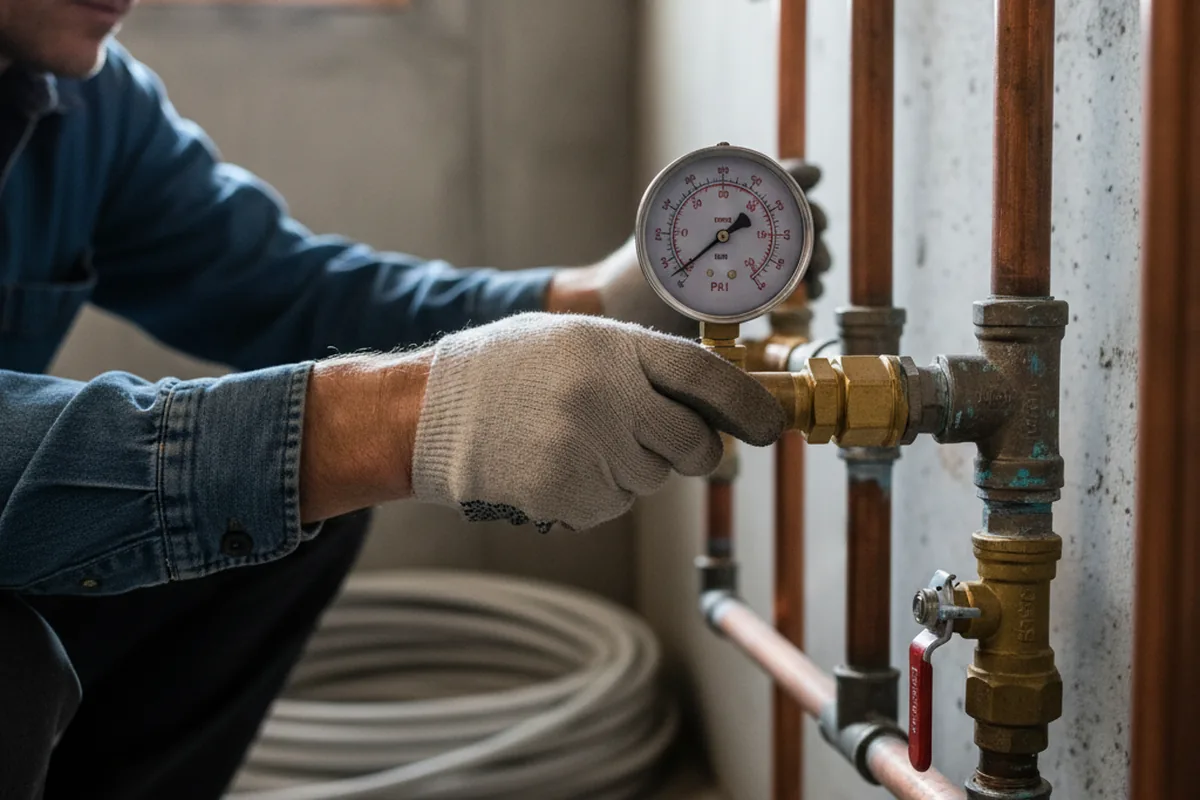 Pressure testing a repaired line during Water Line Repair in Bridgeport